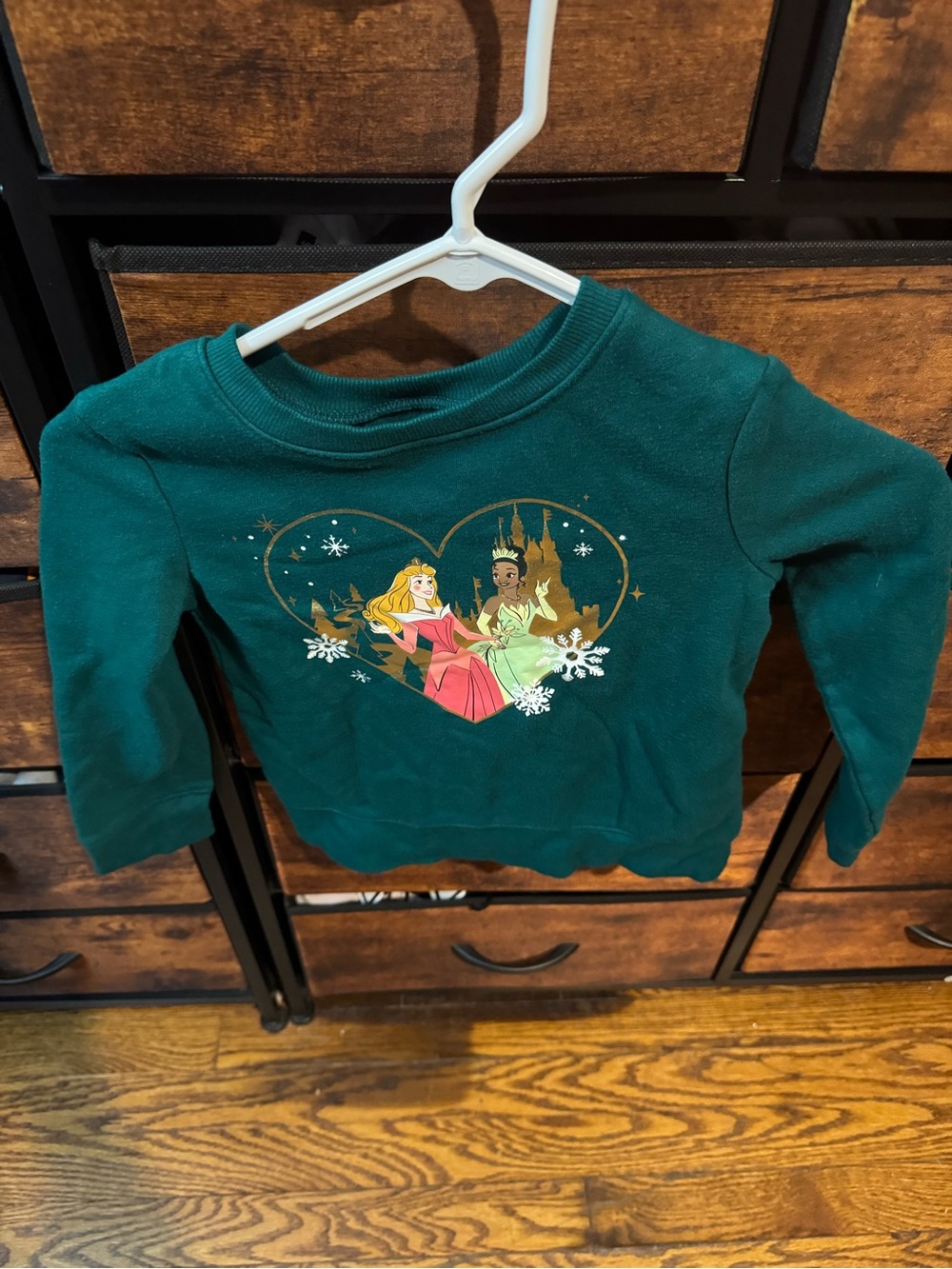 Disney Girls Emerald Green Princess Heart Sweatshirt